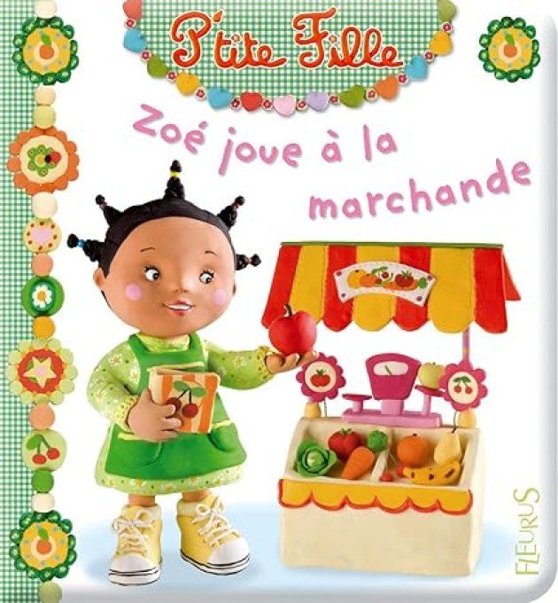 P'tite fille Zoé joue à la marchande